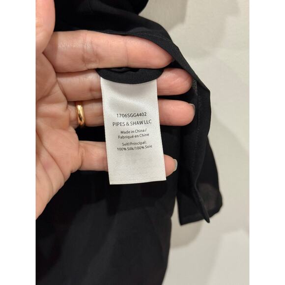 Veronica Beard Cold Shoulder Ruffle Trim V-Neck Blouse Top Black Women's Size 4 - Picture 5 of 5